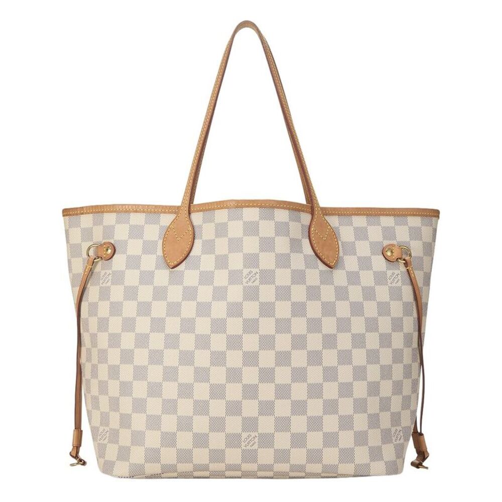 Louis Vuitton Cream Damier Azur Canvas & Vachetta Leather Neverfull Mm